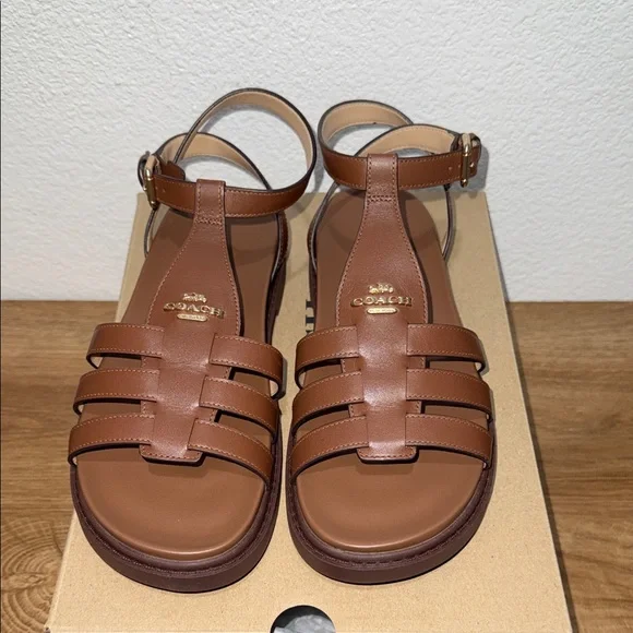 Coach Tan Leather Women's Sandals - Picture 1 of 5